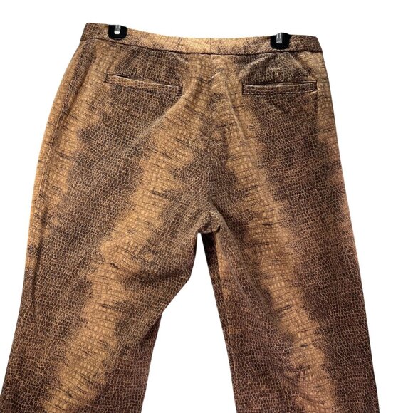 NY Khakis Snake Print Pants Size 12 New York & Company Stretch Reptile Brown - Picture 3 of 12